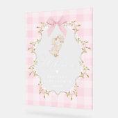 Silly Goose Pink Gingham Baby Shower Welcome Acryl Bord (Hoek)