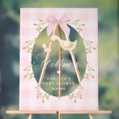 Silly Goose Pink Gingham Baby Shower Welcome Acryl Bord (Neutraal)