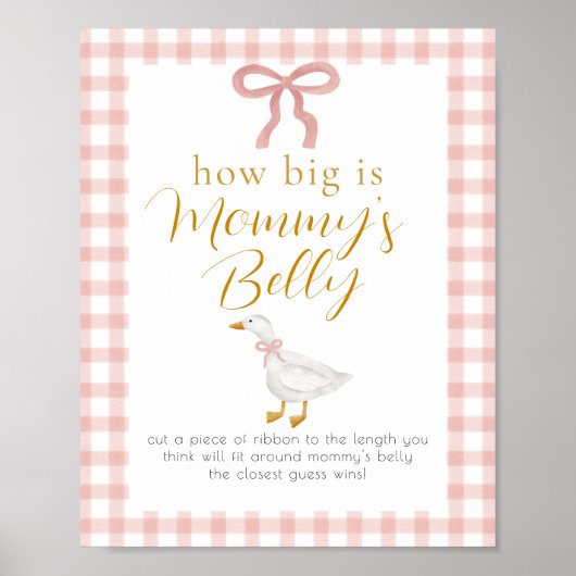Silly Goose Pink Gingham Belly Measure Game Sign Poster (Voorkant)