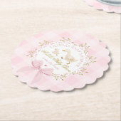 Silly Goose Pink Gingham Bow Baby Shower Kartonnen Onderzetters (Gekanteld)