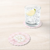 Silly Goose Pink Gingham Bow Baby Shower Kartonnen Onderzetters (Insitu)