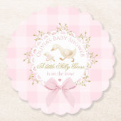 Silly Goose Pink Gingham Bow Baby Shower Kartonnen Onderzetters (Voorkant)