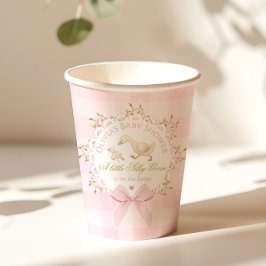 Silly Goose Pink Gingham Bow Baby Shower Papieren Bekers
