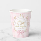 Silly Goose Pink Gingham Bow Baby Shower Papieren Bekers (Achterkant)