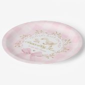 Silly Goose Pink Gingham Bow Baby Shower Papieren Bordje (Gekanteld)