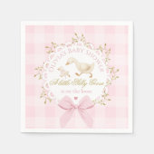 Silly Goose Pink Gingham Bow Baby Shower Servet (Voorkant)