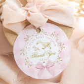 Silly Goose Pink Gingham Bow Baby Shower Thank you Bedankjes Labels