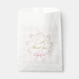 Silly Goose Pink Gingham Bow Baby Shower Thank you Bedankzakje