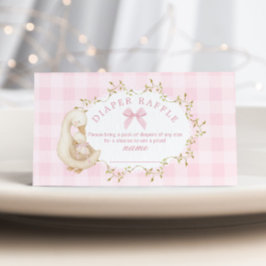 Silly Goose Pink Gingham Diaper raffle ticket Informatiekaartje