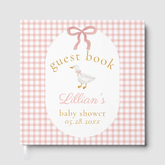 Silly Goose Pink Gingham Girl Baby Shower Gastenboek