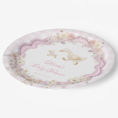 Silly Goose Pink Gingham Girl Baby Shower Papieren Bordje (Gekanteld)