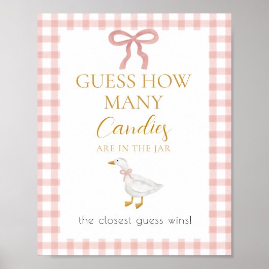 Silly Goose Pink Gingham Guess How Many Game Poster (Voorkant)