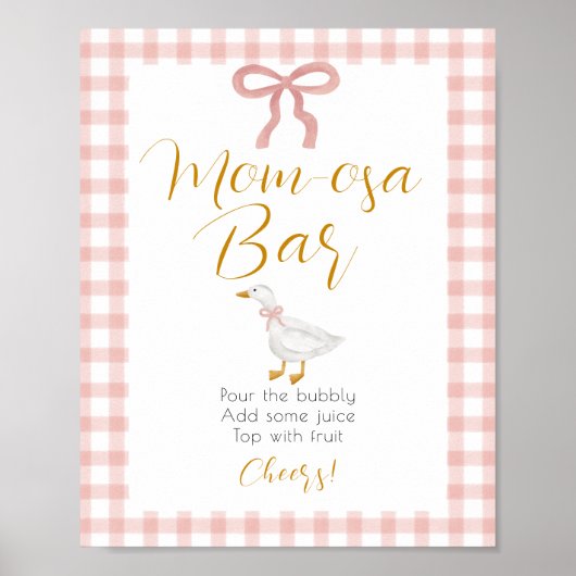 Silly Goose Pink Gingham Mimosa Station Sign Poster (Voorkant)
