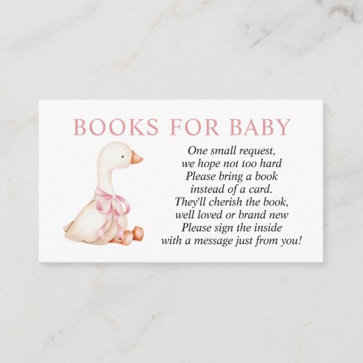 Silly Goose Pink Girl Books for Baby insert card Informatiekaartje (Voorkant)