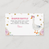 Silly Goose Pink Watercolor Baby Shower Diaper Informatiekaartje (Voorkant)