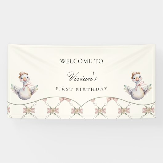 Silly Goose Preppy Bow Baby Shower Spandoek (Horizontaal)