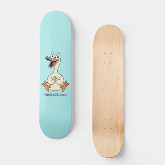 Silly Goose, Quirky, Funny Cartoon Goose Persoonlijk Skateboard (Voorkant)