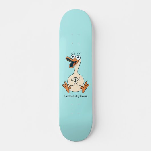 Silly Goose, Quirky, Funny Cartoon Goose Persoonlijk Skateboard (Voorkant)