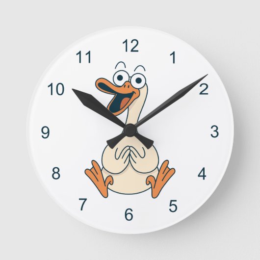 Silly Goose, Quirky, Funny Cartoon Goose Ronde Klok (Voorkant)