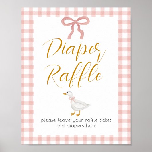 Silly Goose Roze Gingham Luier Raffle Poster (Voorkant)