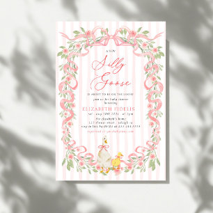 Silly Goose Roze Strik Bloemrozen Baby Shower Kaart