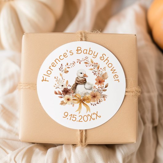 Silly Goose Rustic Bow Baby shower Thank you Ronde Sticker