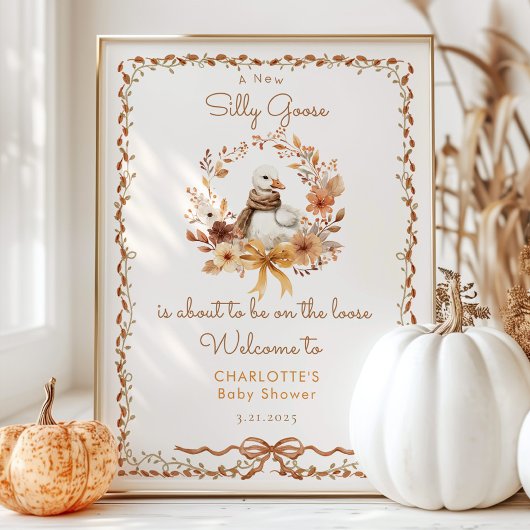 Silly Goose Rustic Fall Baby Shower Welcome Poster