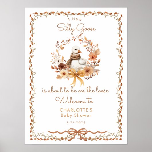 Silly Goose Rustic Fall Baby Shower Welcome Poster (Voorkant)