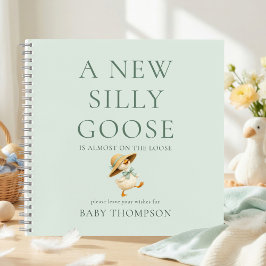 Silly Goose Sage Baby Shower Guest Book Notitieboek