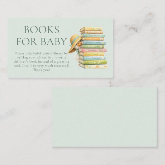 Silly Goose Sage Books for Baby Shower  Informatiekaartje (Voorkant / Achterkant)