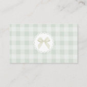 Silly Goose Sage  Bow Gingham Diaper raffle ticket Informatiekaartje (Achterkant)