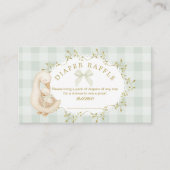 Silly Goose Sage  Bow Gingham Diaper raffle ticket Informatiekaartje (Voorkant)