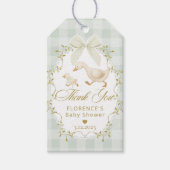 Silly Goose Sage Gender Neutral Gingham Thank you Cadeaulabel (Voorkant)