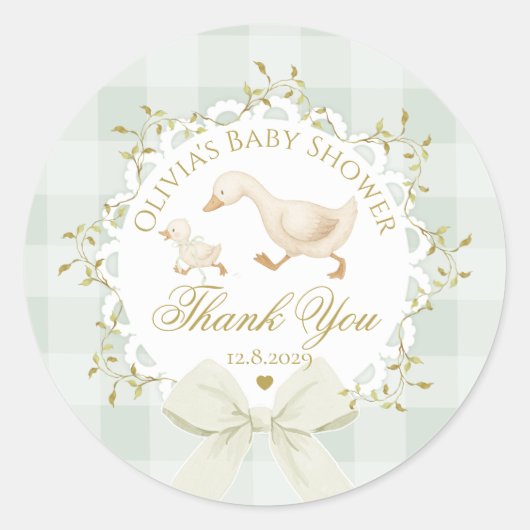 Silly Goose Sage Gender Neutral Thank you Ronde Sticker (Voorkant)