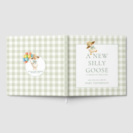 Silly Goose Sage Gingham Baby Shower Gastenboek