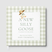 Silly Goose Sage Gingham Baby Shower Gastenboek (Voorkant)