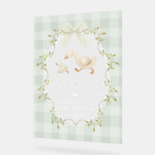 Silly Goose Sage Gingham Baby Shower Welcome Acryl Bord (Hoek)
