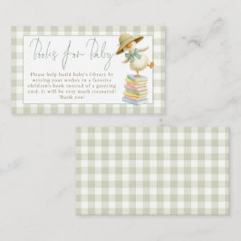 Silly Goose Sage Gingham Books for Baby Shower Informatiekaartje
