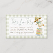 Silly Goose Sage Gingham Books for Baby Shower Informatiekaartje (Voorkant)