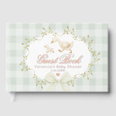 Silly Goose Sage Gingham Whimsical Baby Shower Gastenboek (Voorkant)