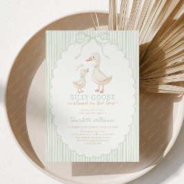 Silly Goose Sage Green Baby Shower Kaart