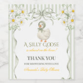 Silly Goose Sage Green Gender Neutral Baby Shower Wijn Etiket (Enkel label)