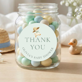 Silly Goose Sage Thank You Baby Shower Ronde Sticker