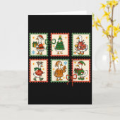 Silly Goose Santa Christmas Stamp Cute Merry Goose Kaart (Gele Bloem)