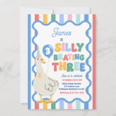 Silly Goose Silly-Brating Three Birthday Party  Kaart (Voorkant)