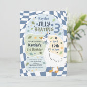 Silly Goose Silly-Brating Three Birthday Party Kaart (Staand voorkant)