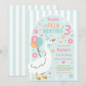 Silly Goose Silly-Brating Three Birthday Party  Kaart (Voorkant / Achterkant)