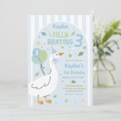 Silly Goose Silly-Brating Three Birthday Party  Kaart (Staand voorkant)