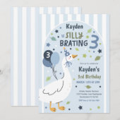 Silly Goose Silly-Brating Three Birthday Party  Kaart (Voorkant / Achterkant)