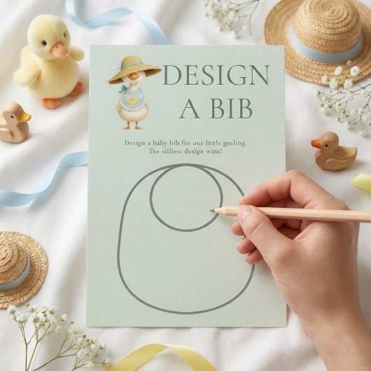 Silly Goose Teal Design Bib Baby Shower Game Card Kaart